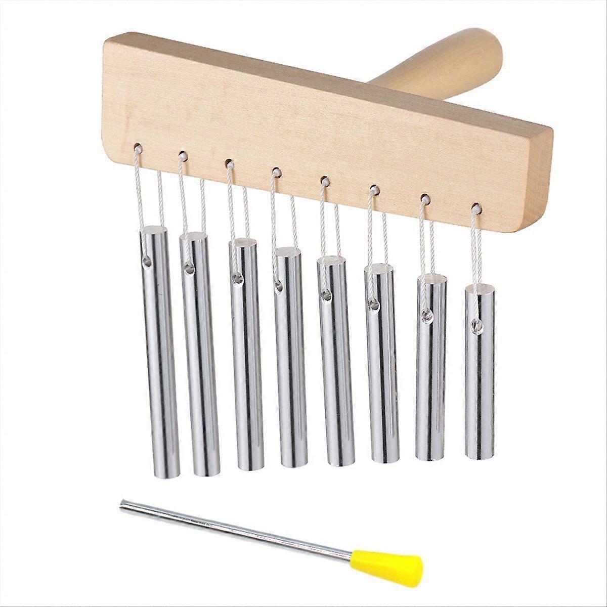 أجراس اليد Bar Chimes 8 نغمات اليد مع Knock Stick Wood أنبوب الألومنيوم الصلب Windchime Chimes Bells Hand