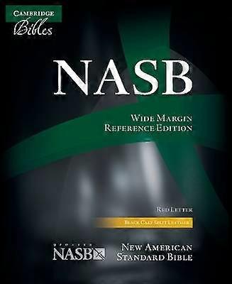 NASB Wide Margin Reference Bible black calfsplit leather red letter text