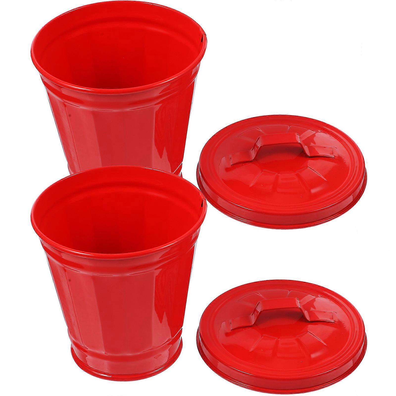 Galvanized Iron Trash Bucket Desktop Trash Can for Storage Use 10Pcs