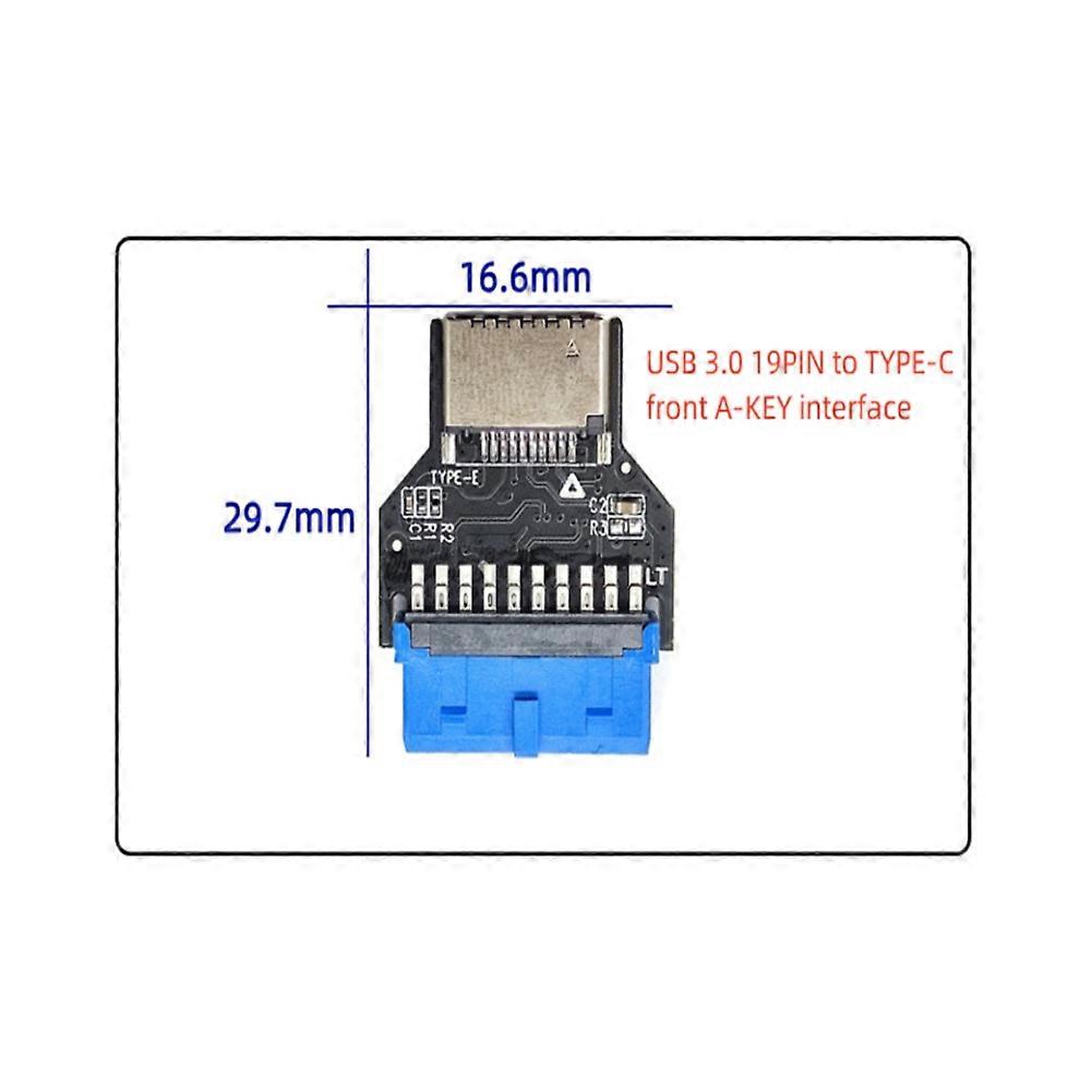 USB Header Adapter Riser USB 3.0 19Pin to USB 3.2 Type E 20Pin Converter Chassis Front Panel Type C Plug-in Port