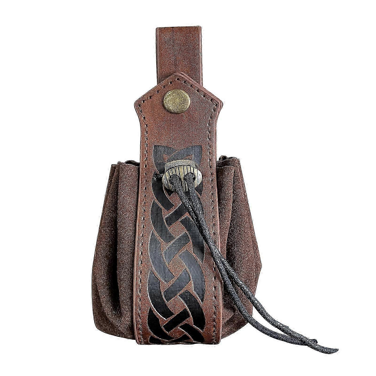 Handmade PU Storage Bag, PU Leather Cube Bag, Medieval Waist Bag, Multipurpose Drawstring Currency Cube Holder
