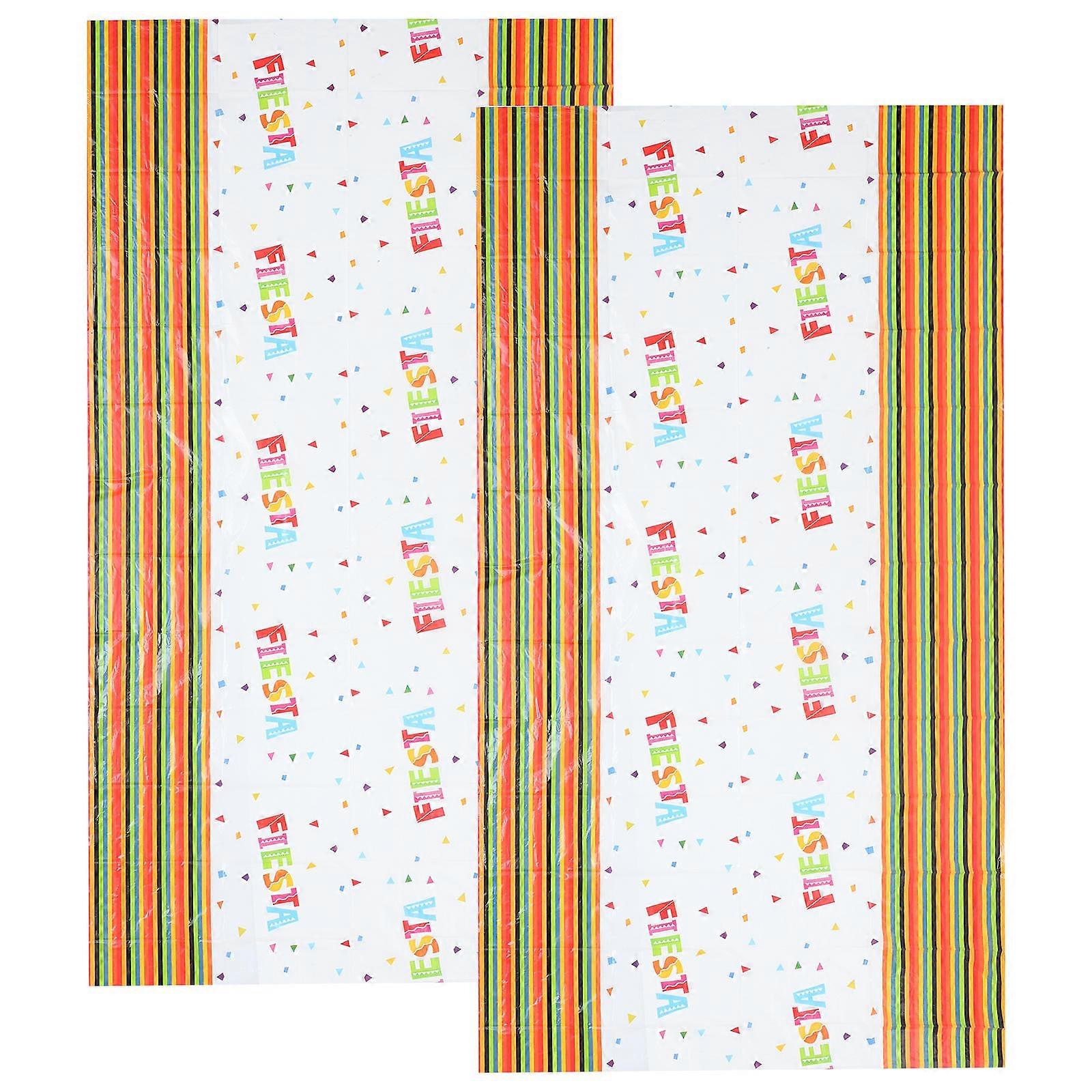 Fiesta Tablecloth for Carnival Night Event 8Pcs Large Plastic Table Cover