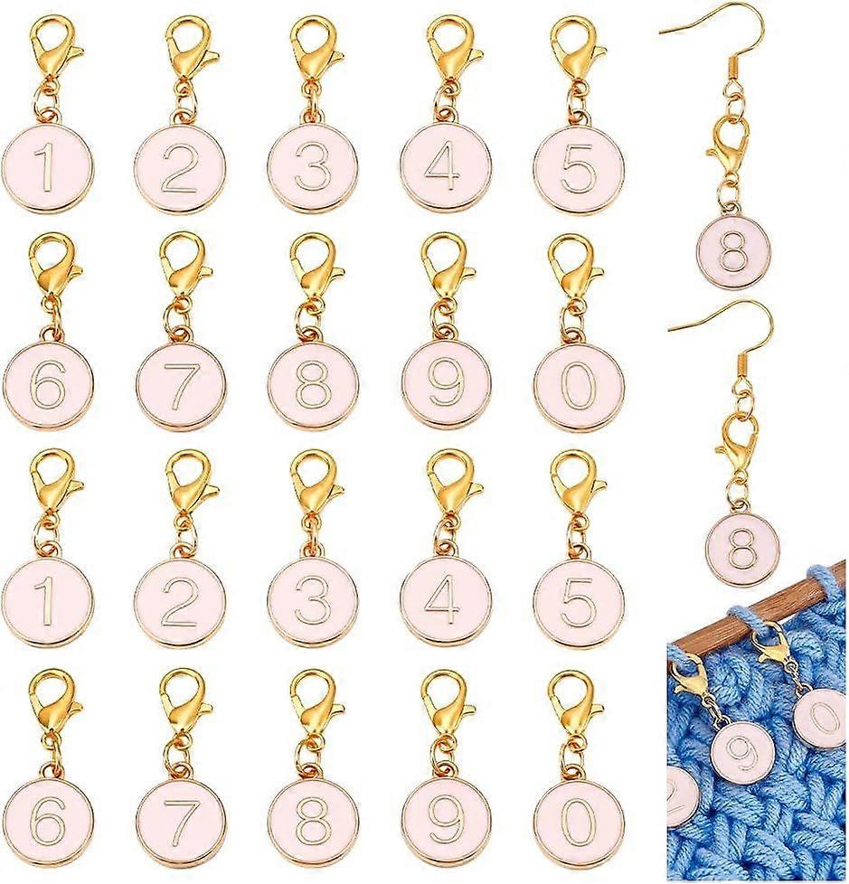 20pcs Stitch Markers Crochet Markers 0-9 Number Charms Enamel Counting Charm Row Counter Multifunctional Knitting Tool for Stitches Crocheting 27mm Pe
