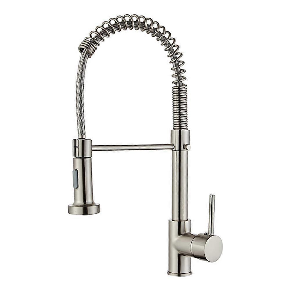 Arc Pull Down Kitchen Sink Mixer Tap with Dual Spray Modes, Brass Single Lever 360 Swivel
