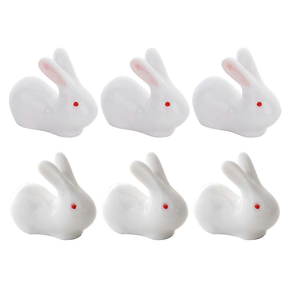 Home Use Ceramic Chopsticks Stand for Dining Table 6Pcs Rabbit Design