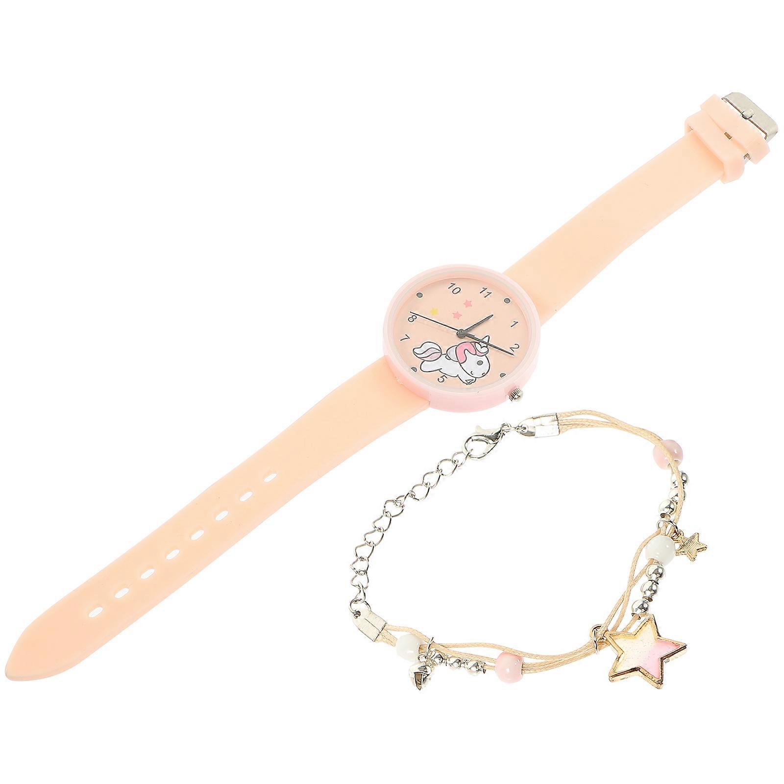 Unicorn Pattern Watch Quartz Watch for Students 1Set Adorable Design