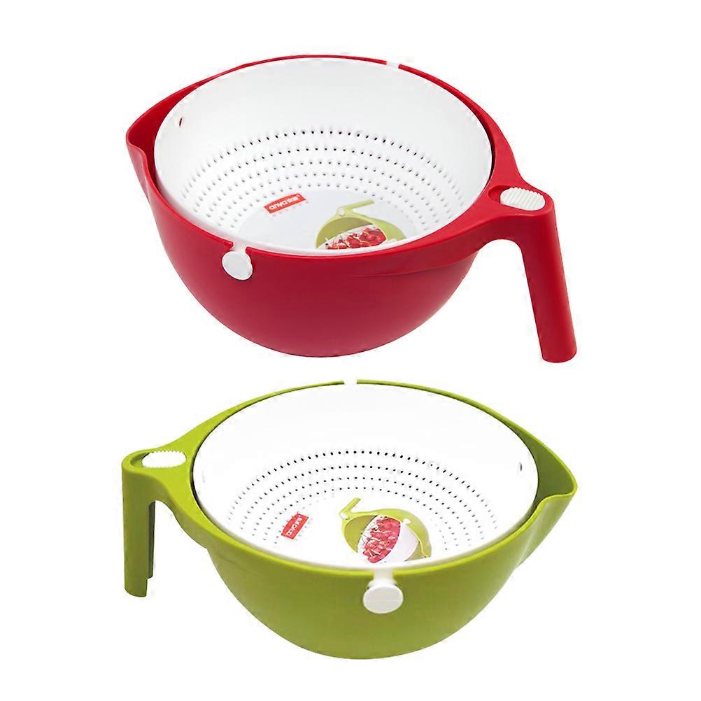 Plastic Storage Basket Double Layers Washing Basket Fruit Vegetable 1Pcs