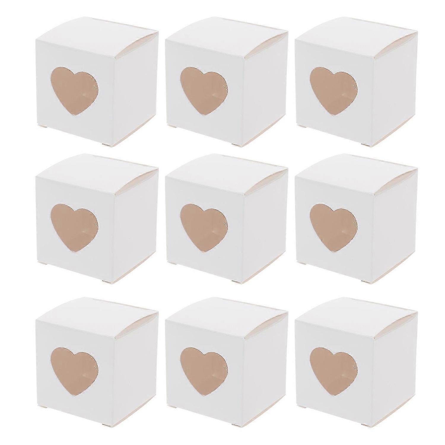 1 Set 50 Pcs PVC Wedding Candy Boxes with Heart-shaped Clear Window (White)