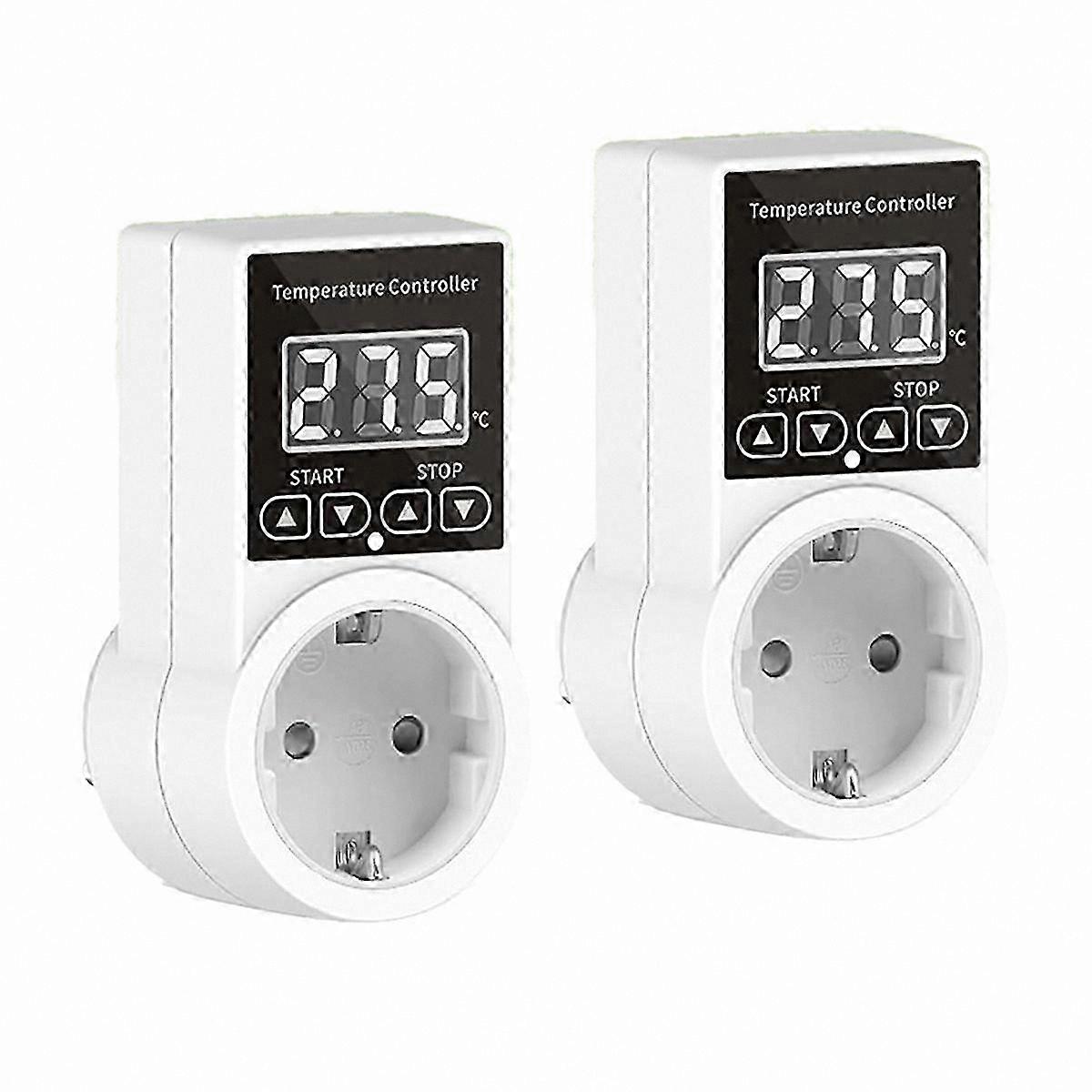 2-Pack Temperature Controller Socket with Sensor, Digital Thermostat Waterproof Socket for Temperature Monitoring