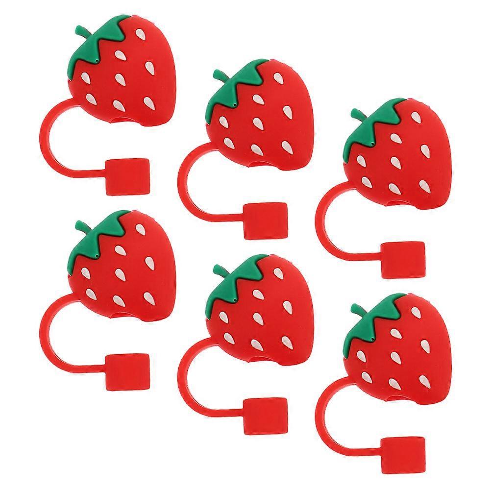 Straw Tip Covers Silicone Straw Protector for Strawberry with 6Pcs
