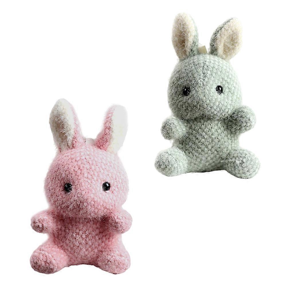 Plush Bag Decor Rabbit Shape Key Rings for 4Pcs Schoolbag Decoration