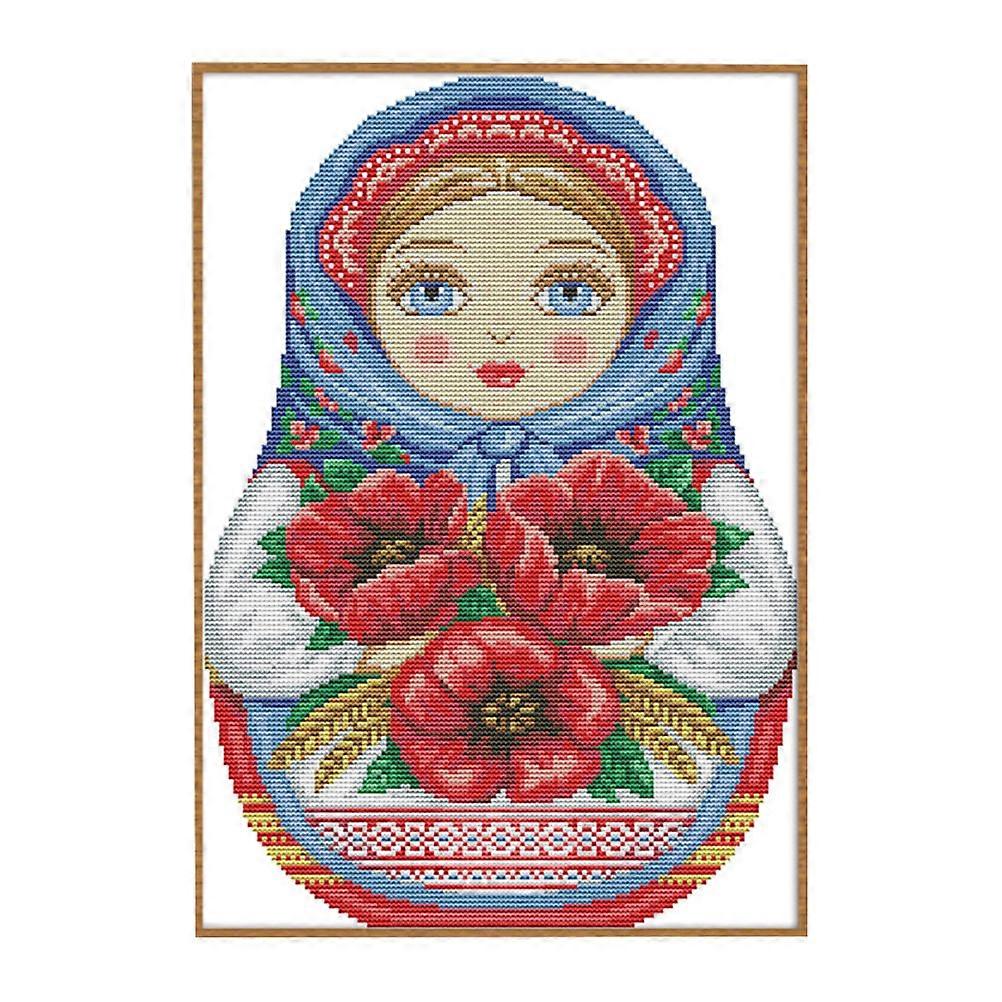 Handmade Embroidery Doll Cross-Stitching Pattern for Decoration 2Sets