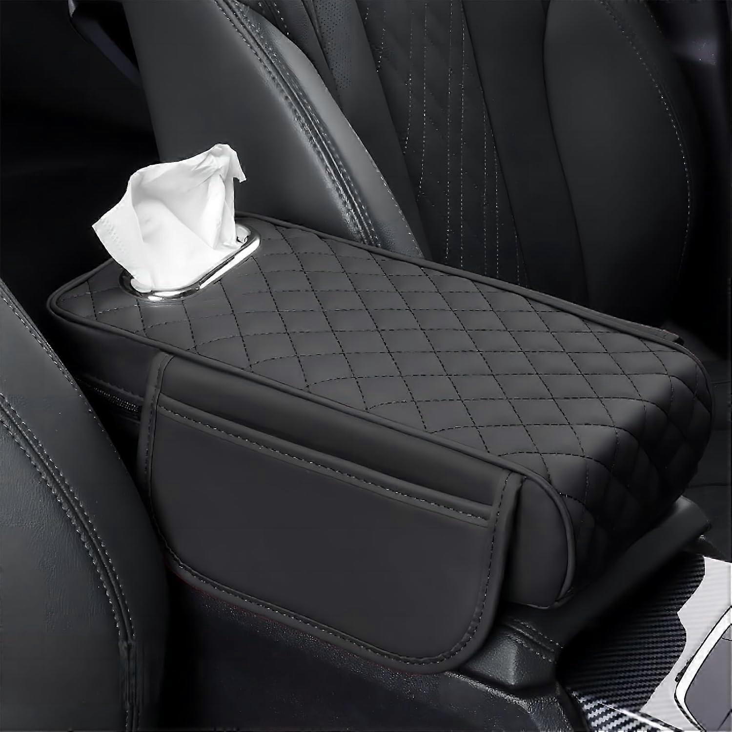 Armrest Pad Leather Memory Foam Console Cushion for Jeep Wrangler 2Door Models Black
