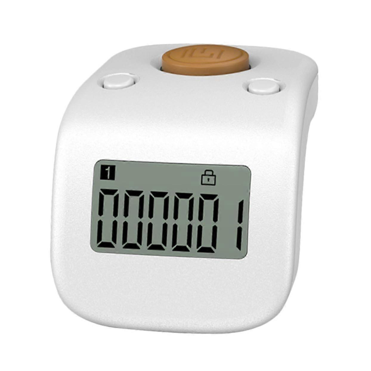 Rechargeable Digital Finger Counter Ring with Silent Operation for Prayer Knitting Row White