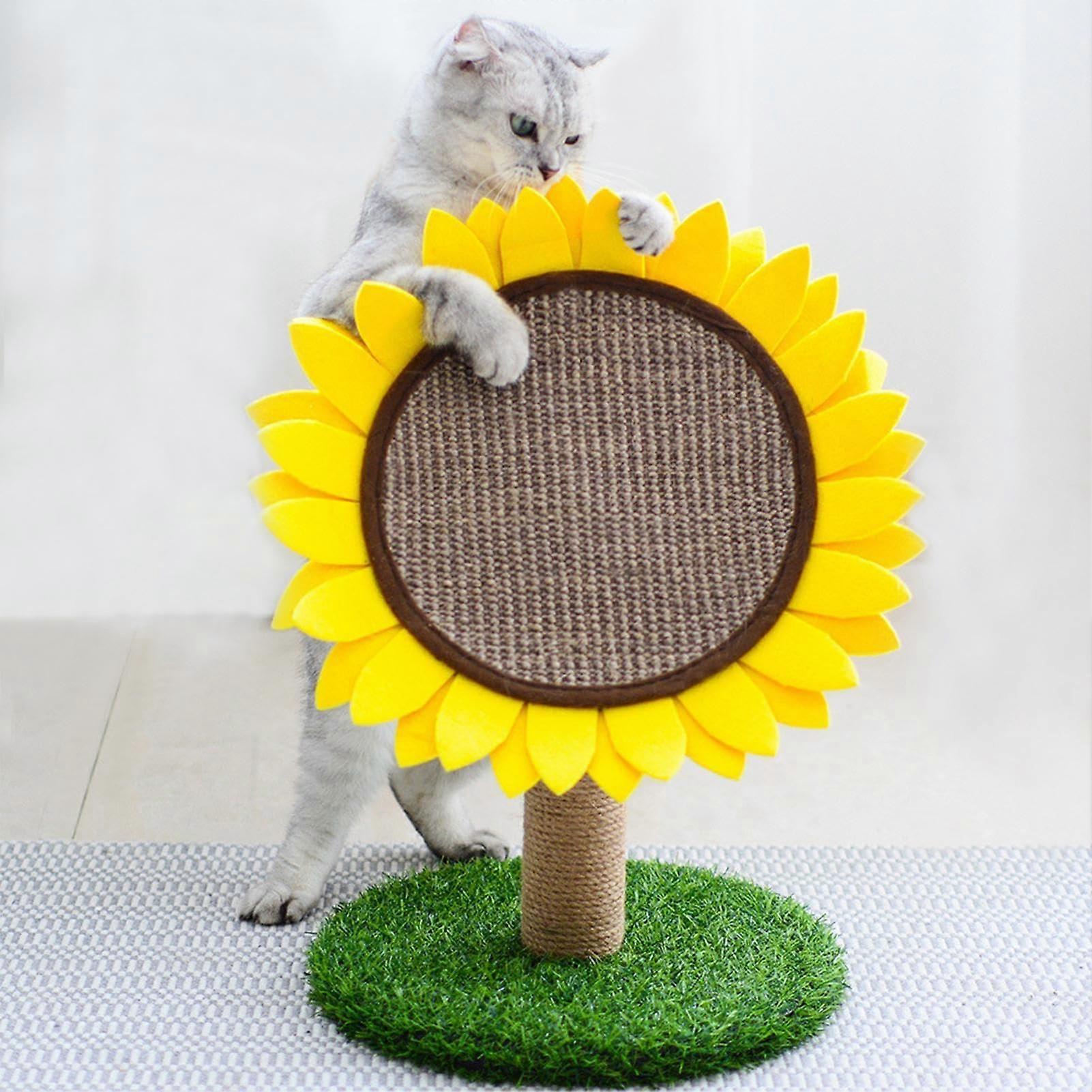 Sunflower Cat Scratching Post with Sisal Rope, Small Indoor Cat Tree Tower, Stable Base