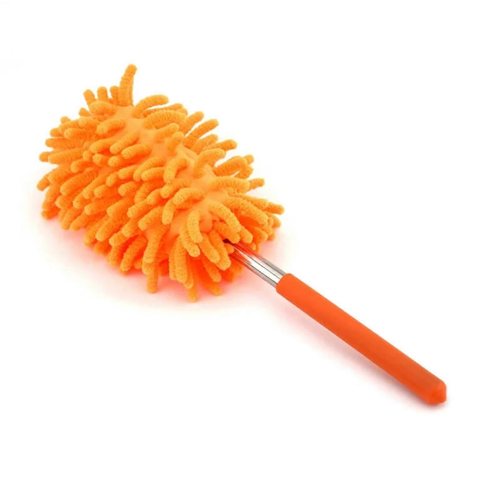 Extendable Microfiber Duster with Telescopic Handle for Home and Car Cleaning  Orange