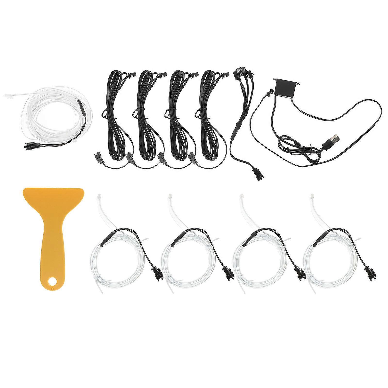 Modern Design Car Interior Decorative Lighting USB Interface Flexible Rope Lights Night Driving 2 Sets