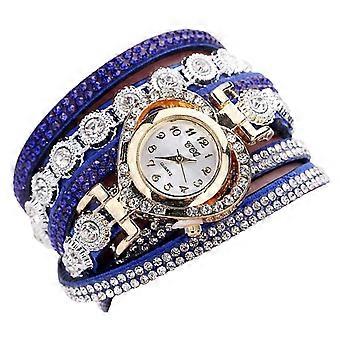 Elegant Blue Crystal Bracelet Wristwatch for Women Luxury Lady Analog Watch Jewelry