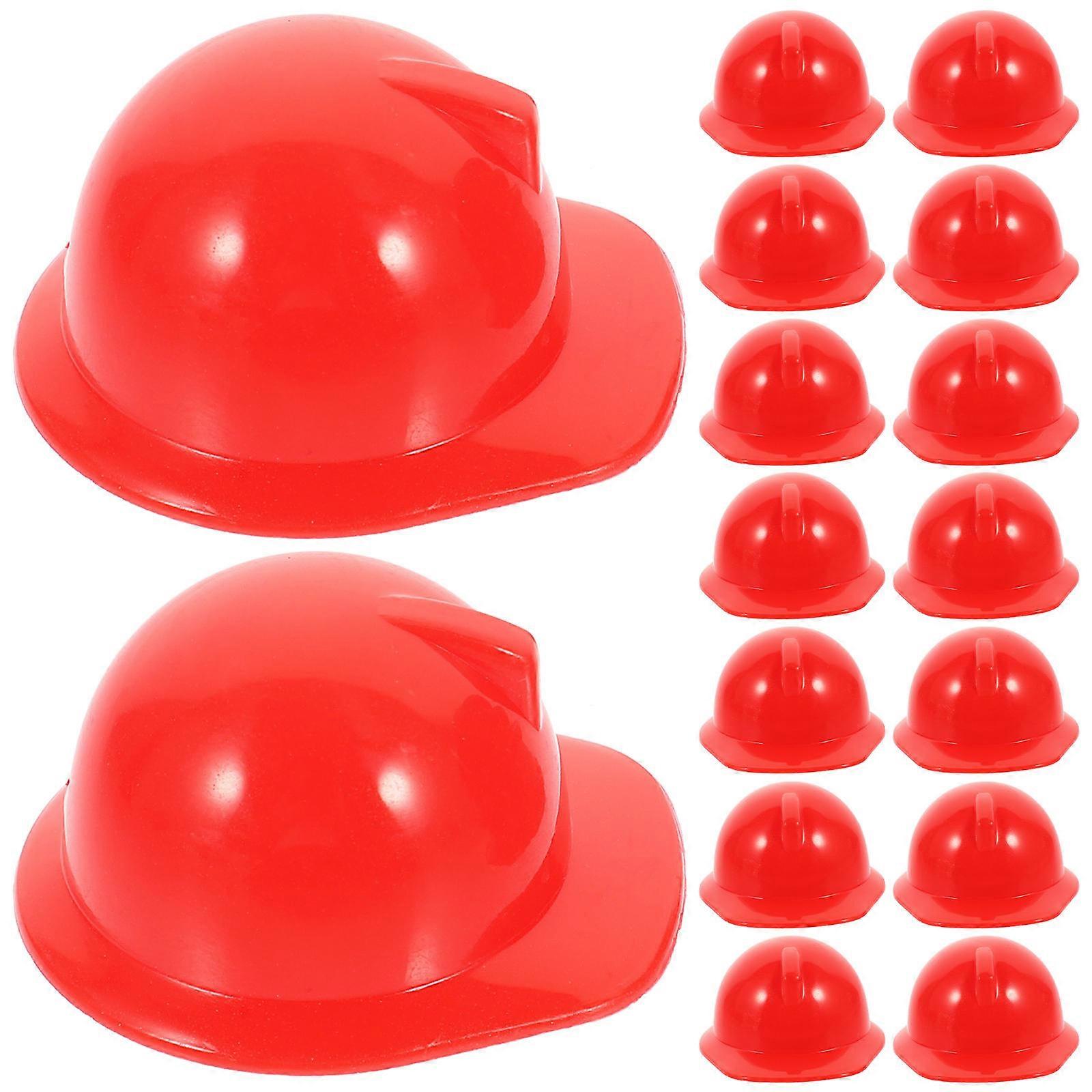 Miniature Construction Hat Red Mini Safety for Decor 20Pcs Plastic
