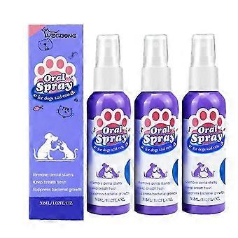 3x 30ml Pet Oral Spray Teeth Cleaning For Dogs & Cats Bad Breath Tartar Plaque Removal Plaque Remover