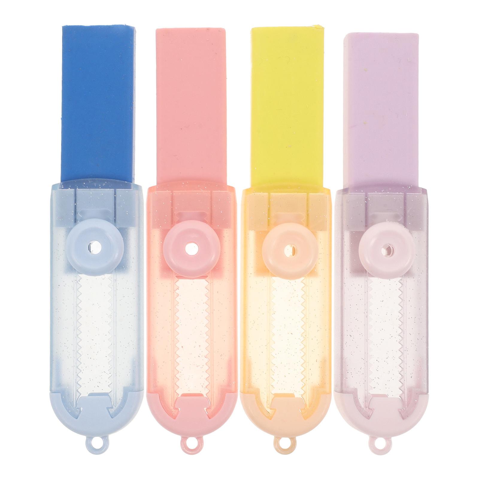 Retractable Students Erasers Sliding Erasers for School Test 4Pcs Pack