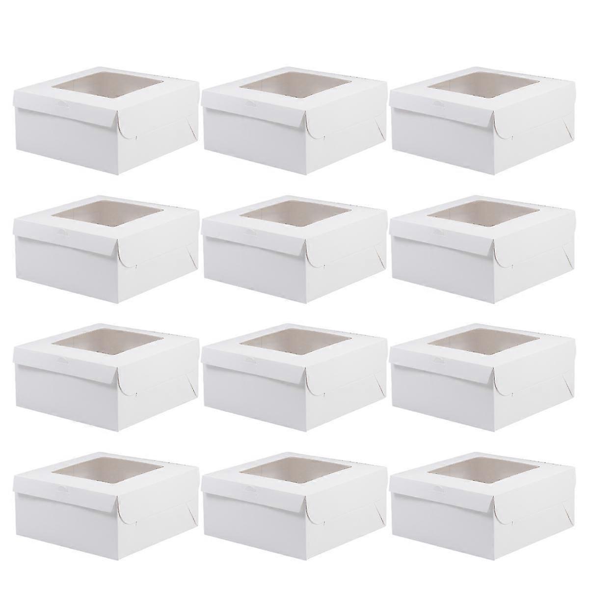 12Pcs White 4-Grid Paper Cake Packing Boxes for Cupcake Storage