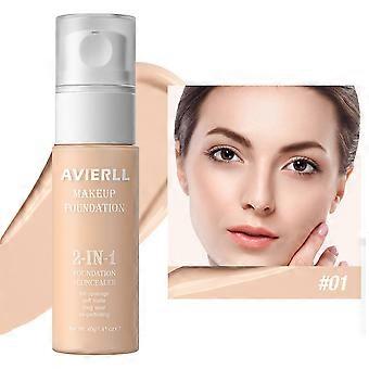 Base líquida 2 em 1 + Corretivo 40g, cobertura total, acabamento matte, controla a oleosidade, longa duração e é à prova d'água, ideal para olheiras e manchas.