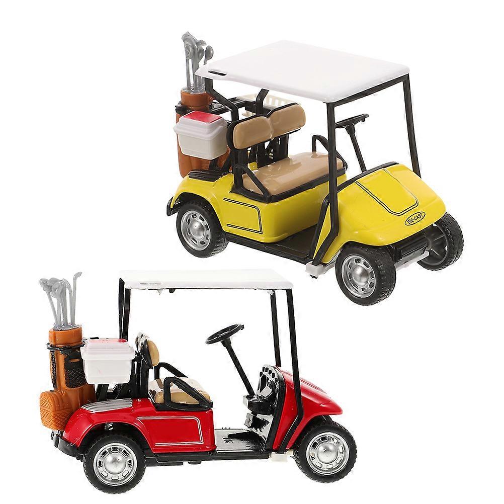 Alloy Golf Cart Model Toy with Pullback Function 2Pcs for Desktop Display