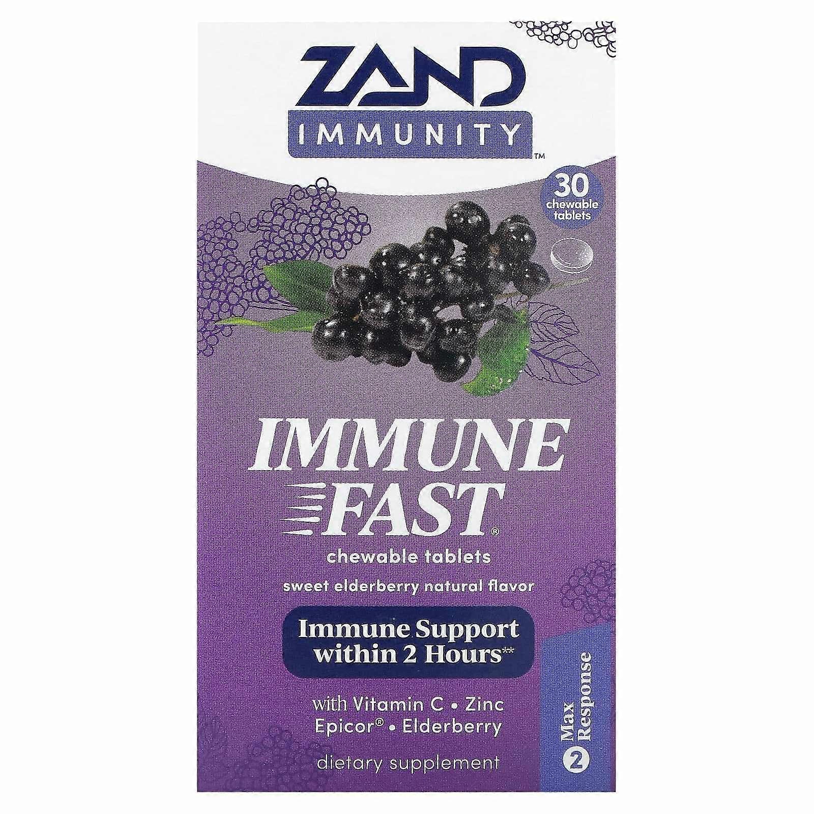 Zand, Immunity, Immune Fast, Sweet Elderberry, 30 Chewable Tablets, 2-Pack