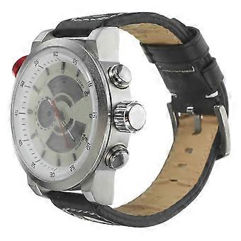 Herren-Quarzarmbanduhr mit Doppelanzeige und PU-Armband