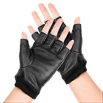 1 paire de gants de sport à demi-doigts gants de cyclisme chauds gants de conduite en cuir gants de sport de plein air (taille libre)