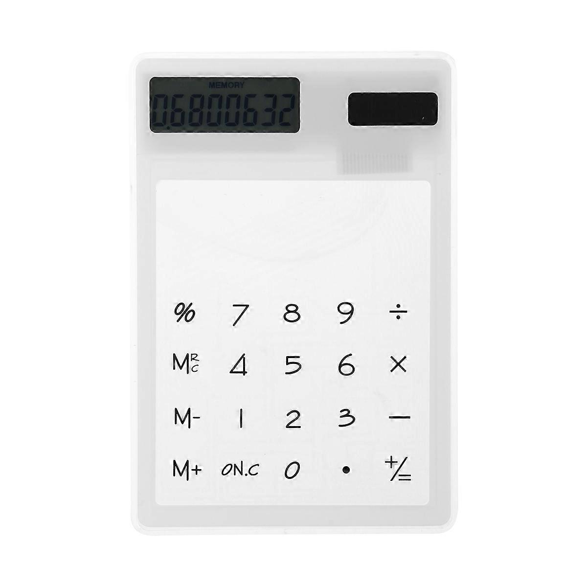 Unique Transparent Touch Panel Design Solar Powered Calculator (White)