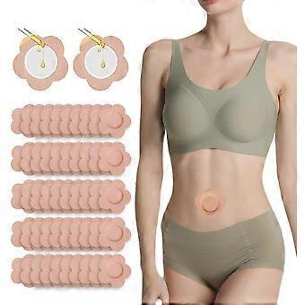 50 Pcs Disposable Castor Oil Belly Button Patches, Organic Cotton Self-Adhesive Absorbent Pack, Floral Beige