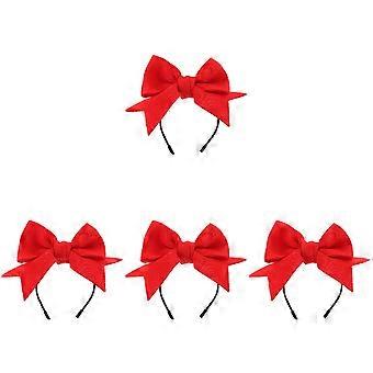 Dog Headband Bowknot for Decoration Use 4Pcs Red Cotton Party Pet Accessories