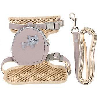 Adjustable Cat Harness Kitten Walking Rope Outdoor Cat Leash 2Pcs Set