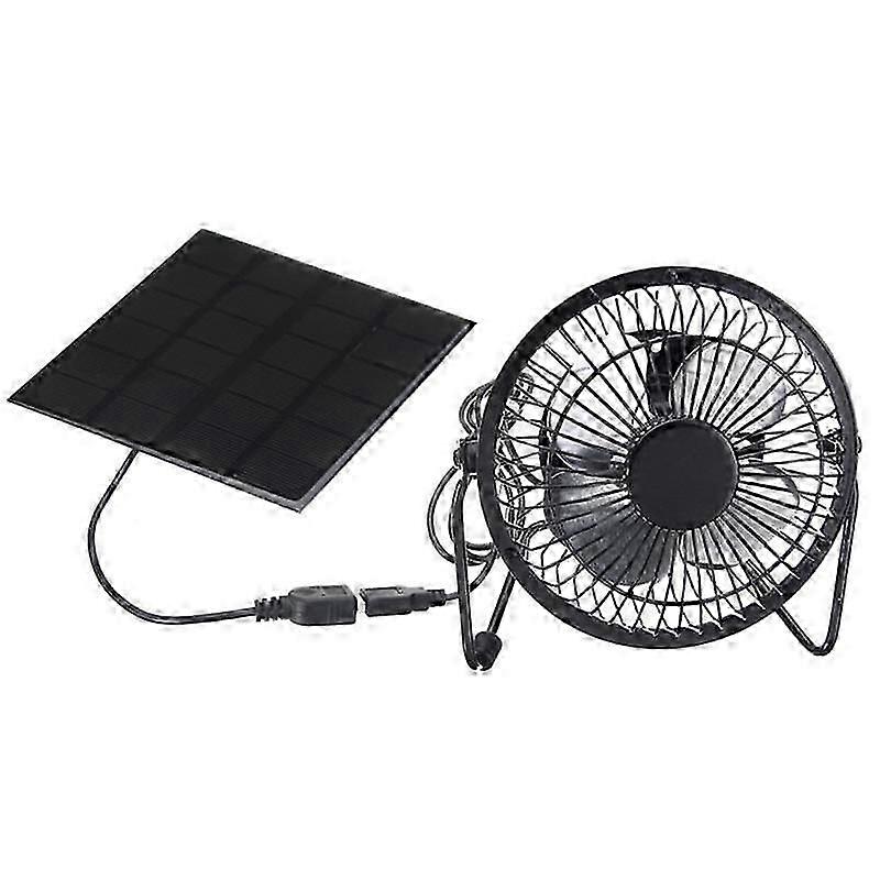 Mini ventilador portátil com painel solar de 5W e 4 polegadas para estufa, escritório e uso externo S07