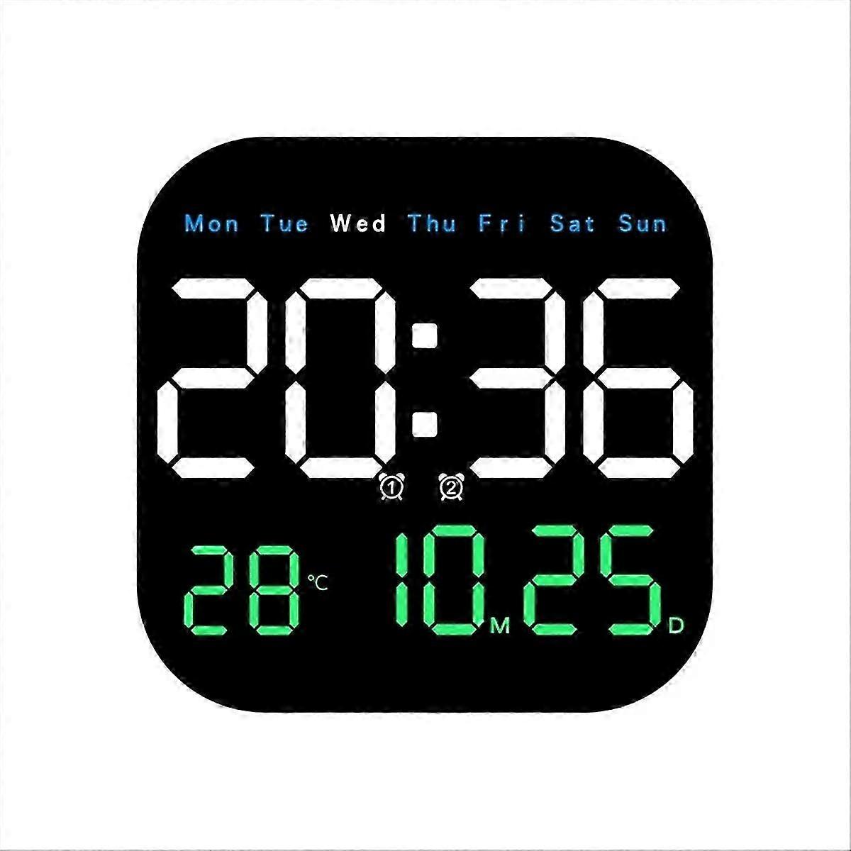 Digital LED Wall Clock With Remote Control Temperature Date Display