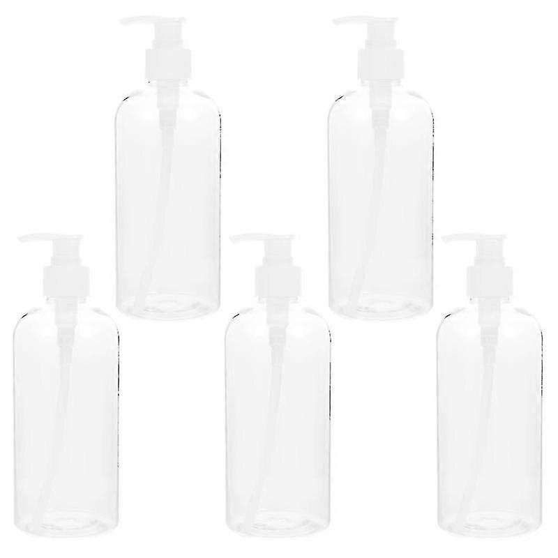 5-Pack Plastic Lotion Dispenser Bottles, White Press Pump Containers for Hand Soap, Sanitizer - Portable Refillable for Home, Office, Travel