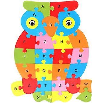 Colorful Wooden Jigsaw Puzzle Lianshi Alphabet Jigsaw Puzzle 26 English Letters Spell Children's Toys Owl Puzzle