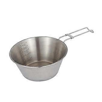 Large Stainless Steel Camping Bowl with Foldable Handle, Lightweight Rust Outdoor Cookware for Hiking and Travel