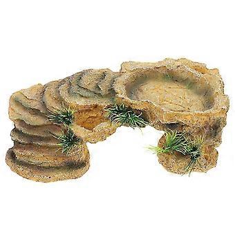 Piastra per crogiolarsi compatibile con compatibile con tartaruga in resina Habitat per tartarughe Grotta per rettili Ornamento per terrario per rettili