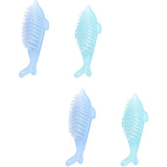 4pcs Dolphin Shaped Childrens Nail Brush Set for Home Use, Lightweight and Easy to Carry Manicure Tool Made of Plastic and Pp for Effective Fingernail
