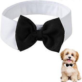 Dog and Cat Tuxedo Collar Bowtie with Adjustable White Dog Bow Tie Pets Wedding Outfit and Grooming Bows for Clothes Formal Suit Costume Necktie Bowti