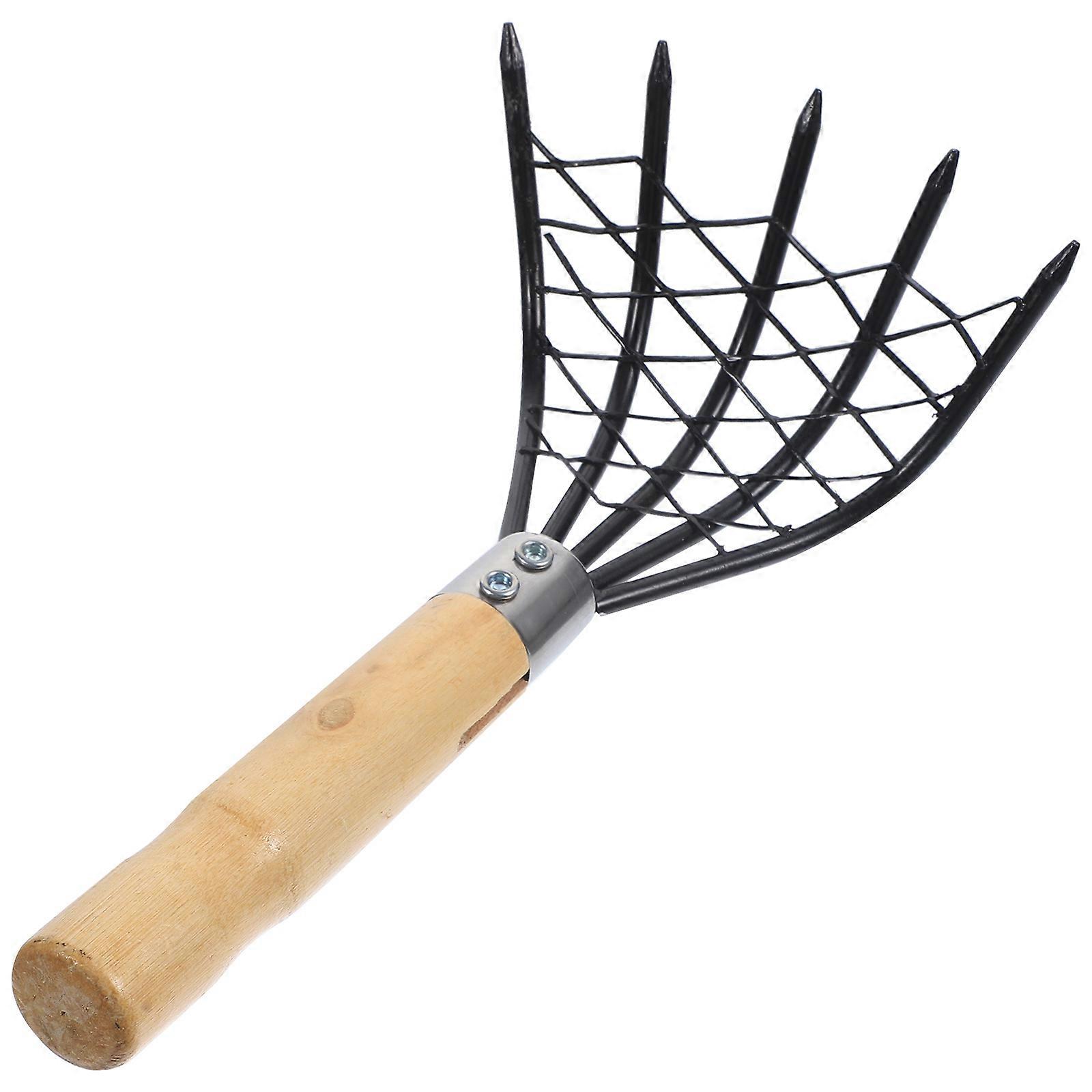 1pc Stainless Steel Clam Rake with Net Oyster Shell Digging Tool Rake Tool