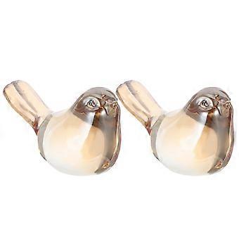 2pcs Small Bird Figurines Home Decor Glass Crystal Bird Statue Animal Model Modern Paperweights Decorative Ornaments For Living Room Farmhouse Bedroom
