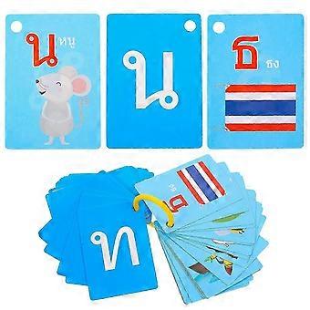 90pcs Thai Language Learning Flash Cards, Double Sided with Images, Portable Preschool Early Reading Vocabulary Educational Tool NC