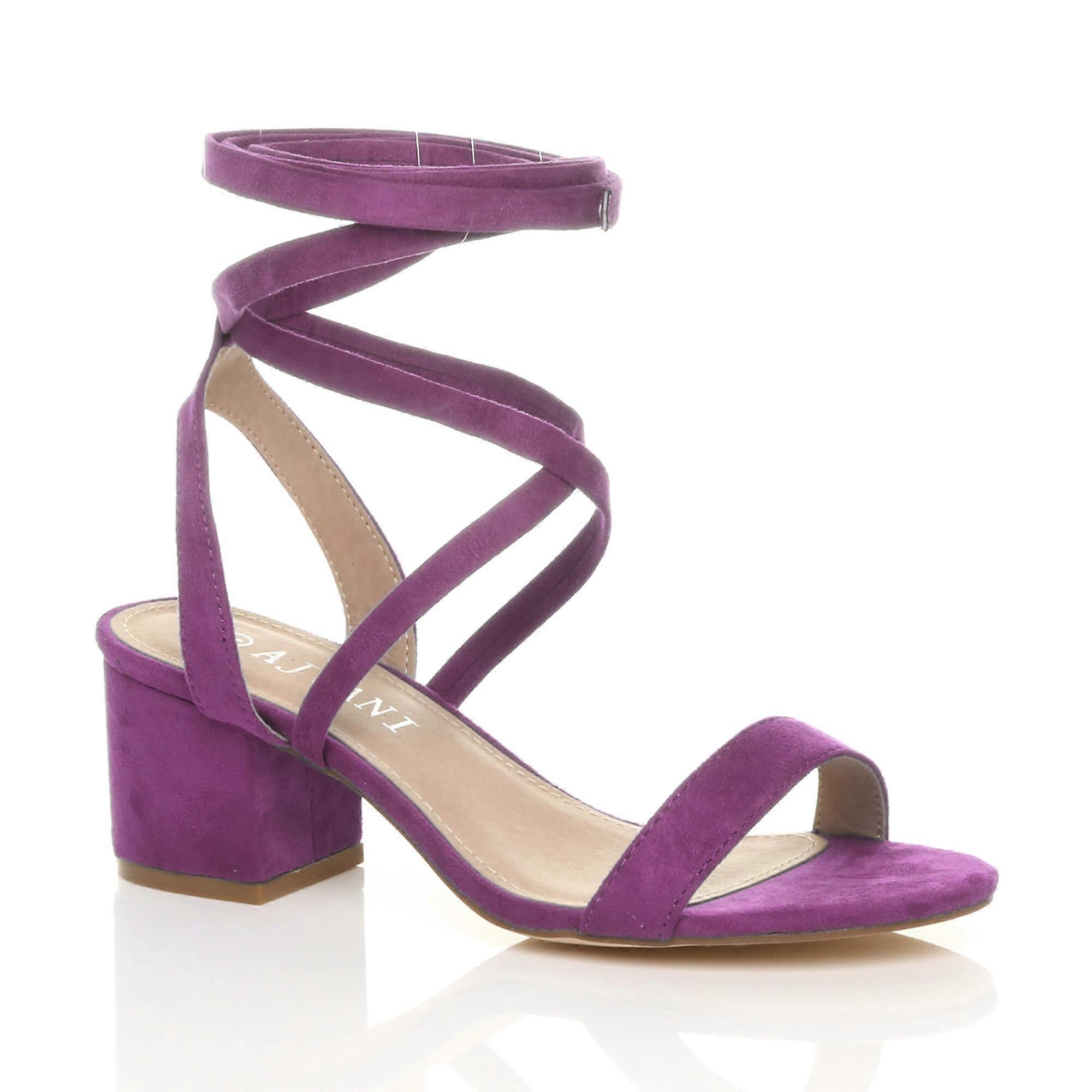 Mid Block Heel Tie Up Sandals