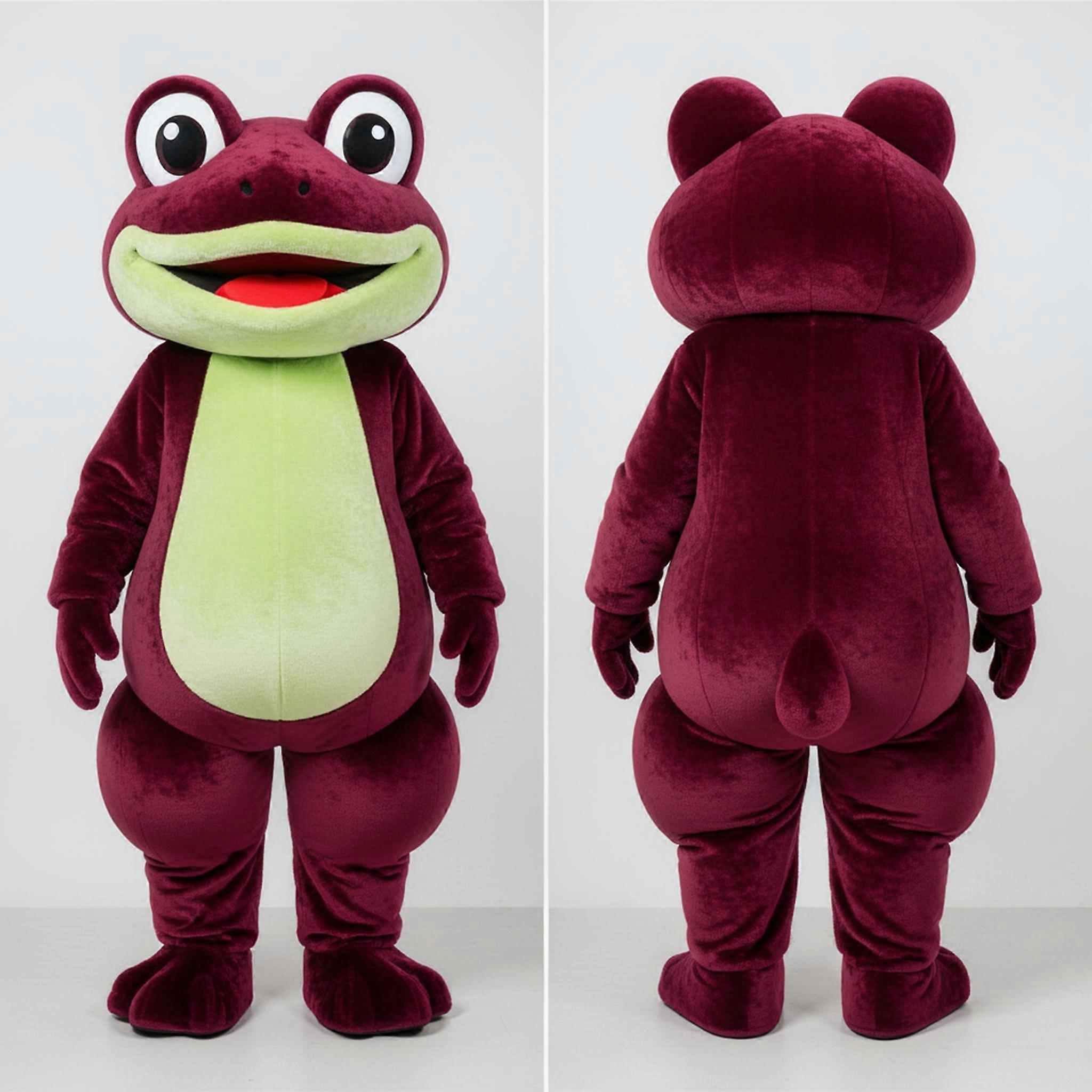 MASTICOT Maroon Velvety Frog Mascot
