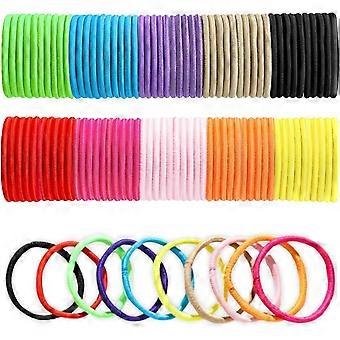 KEYRI 100 PCS Hair Bands 4mm Colorful Hair Bobbles Durable Hair-Ties