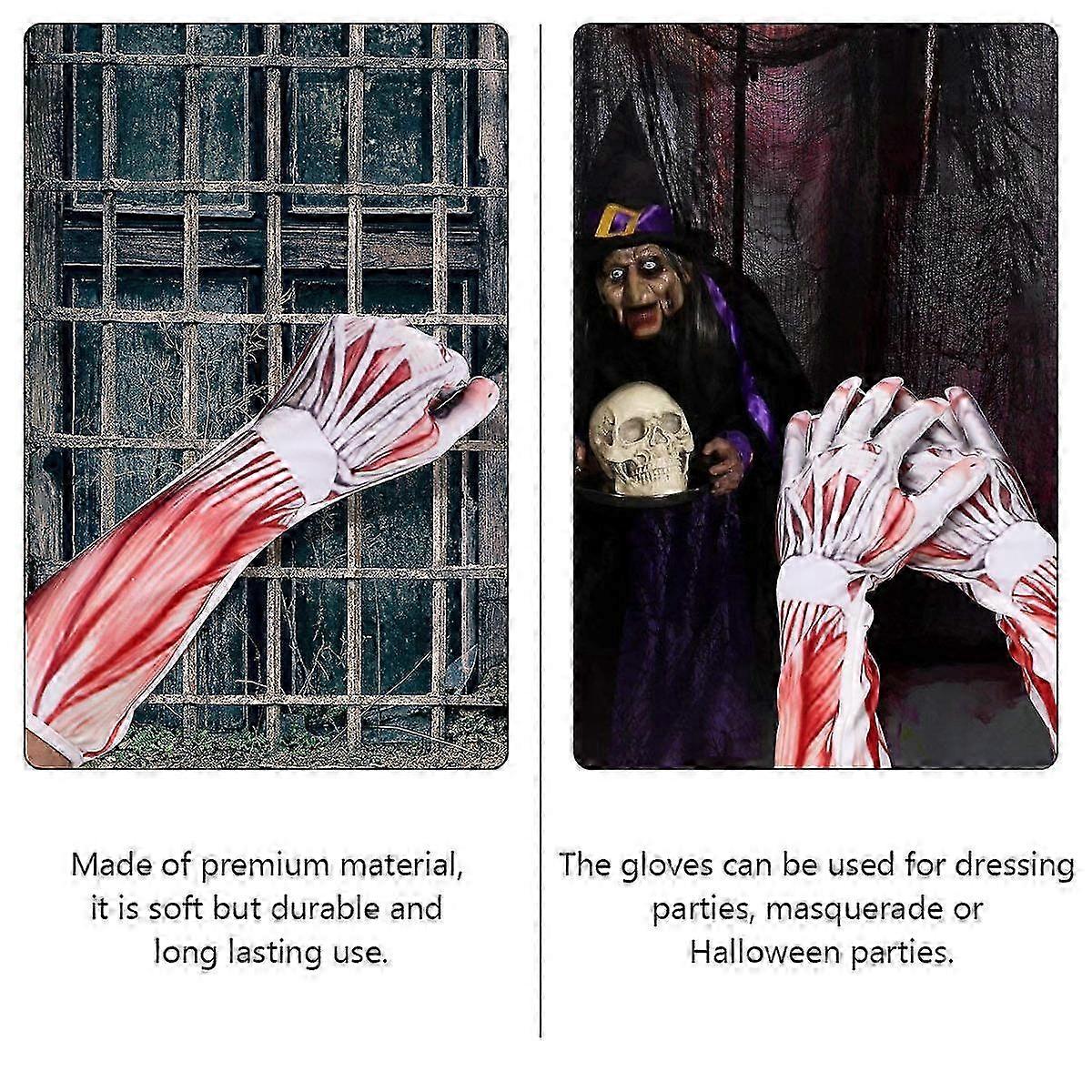 White 1Pair Muscle Simulation Gloves Halloween Scary Cosplay Props